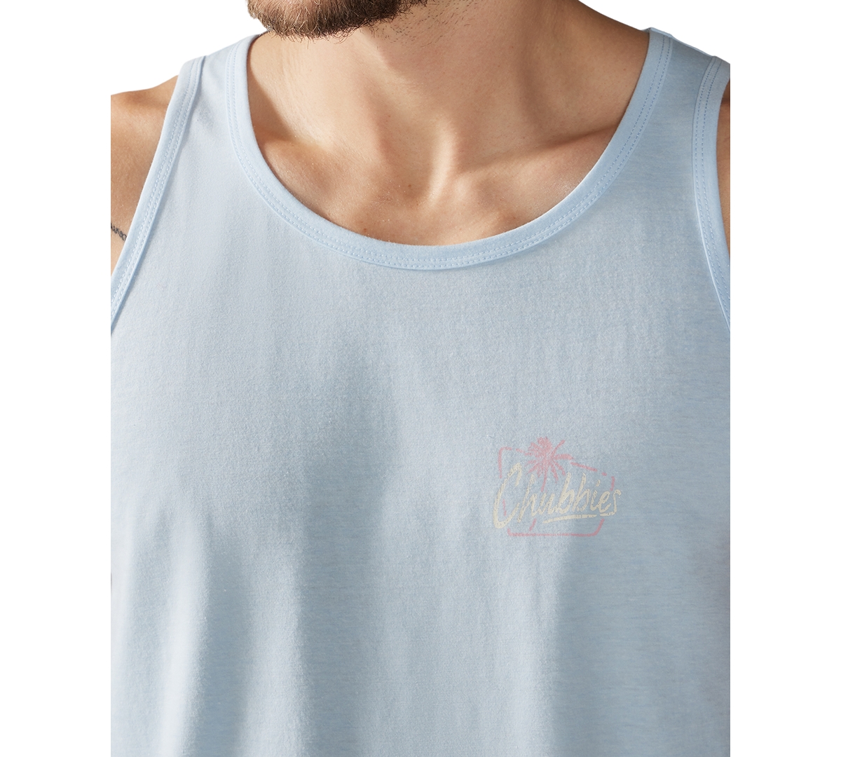 Chubbies Men's The Club Soto Logo Graphic Tank -Pastel Blue