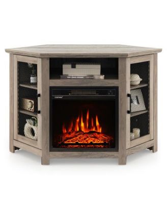 Corner TV Stand with 18 Inch Electric Fireplace for TVs up to 50 Inch