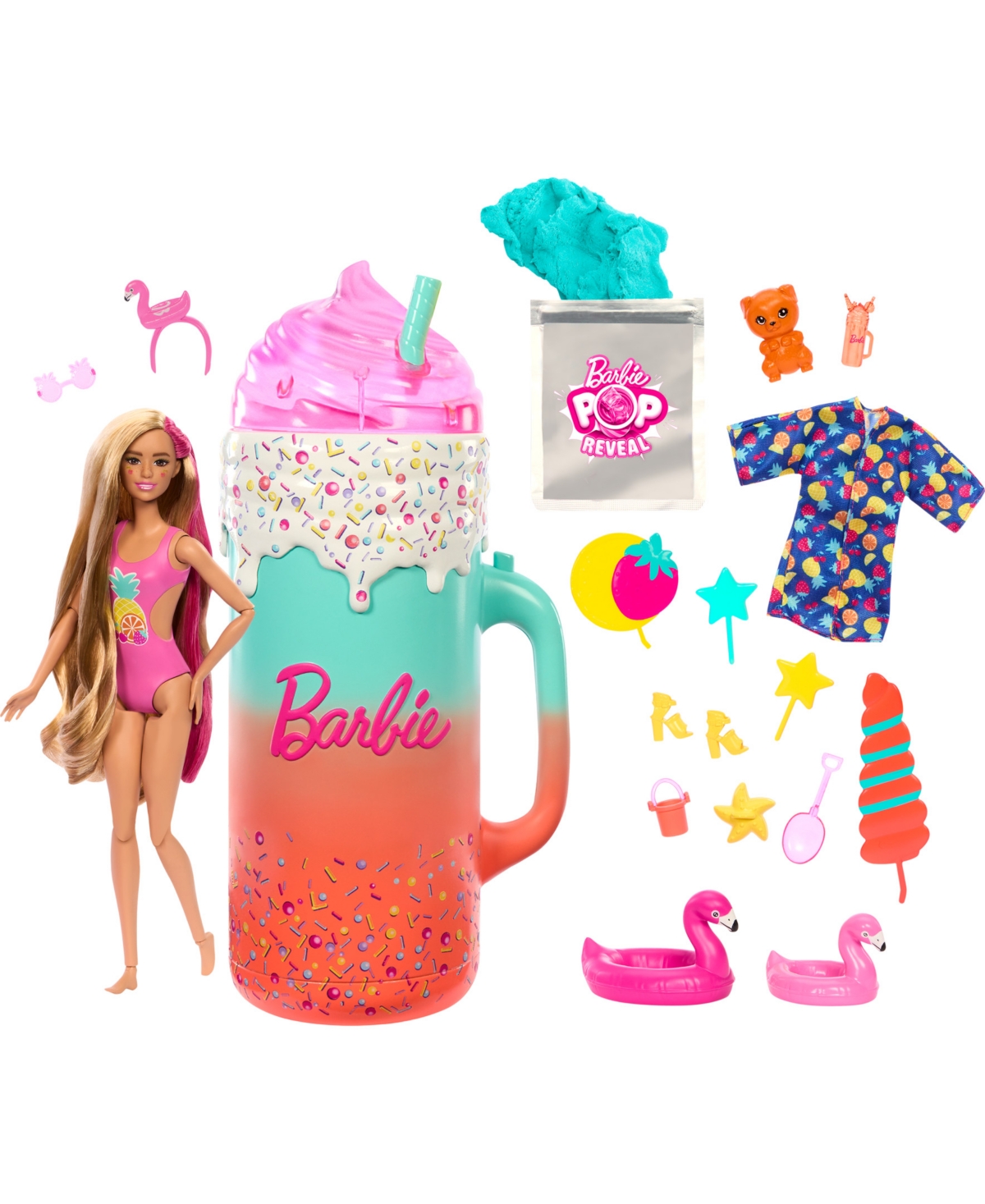Barbie Kids' Pop Reveal Rise And Surprise Gift Set With Scented Doll, Squishy Scented Pet And More, 15 Plus Surpr In Multi