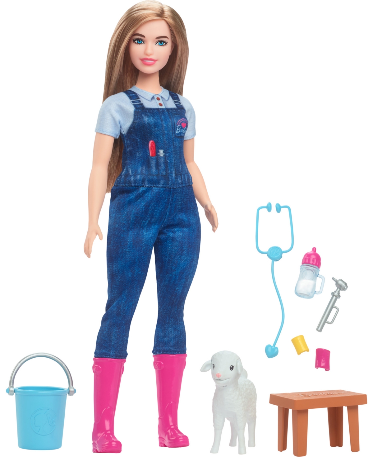 Shop Barbie 65th Anniversary Careers Farm Vet Doll And 10 Accessories Including Lamb With Moving Ears In Multi