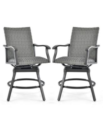2 Pieces Patio Swivel Bar Chair Set with 4D Air Fiber Cushion
