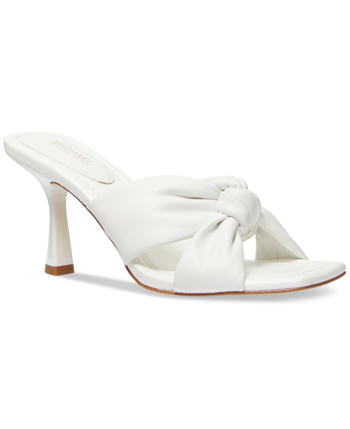 Shop Michael Kors Michael  Elena Knotted Strap High Heel Sandals In Optic White