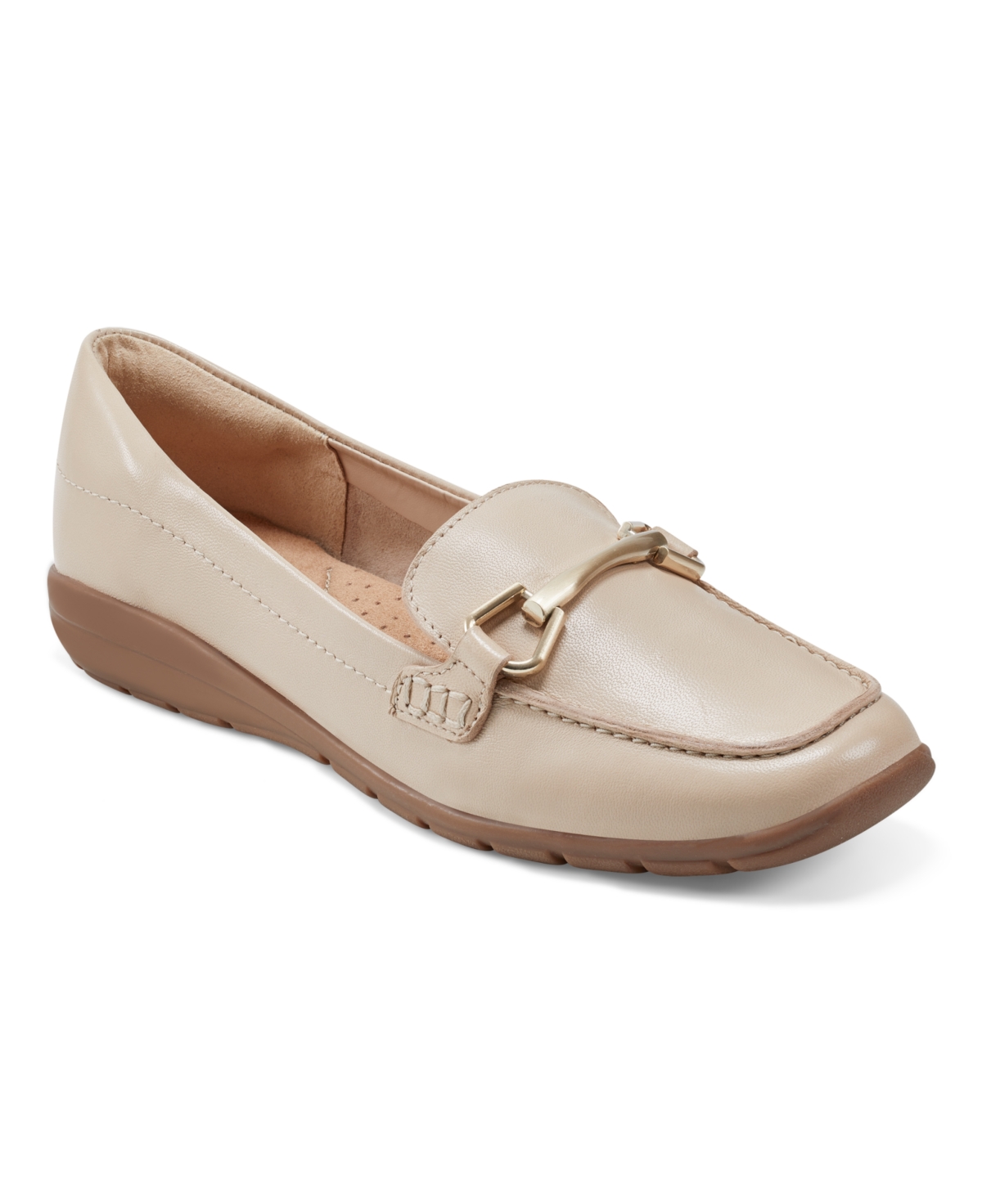 Shop Easy Spirit Women's Eflex Amalie Square Toe Casual Slip-on Flat Loafers In Medium Natural Leather