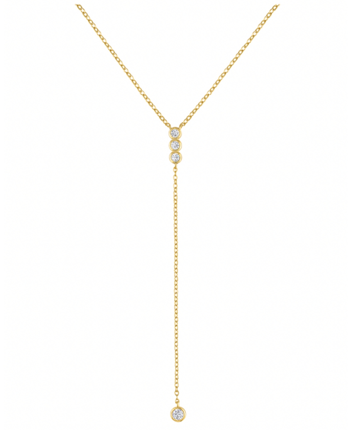 Gold-Tone Cubic Zirconia Bezel Lariat Necklace - Gold