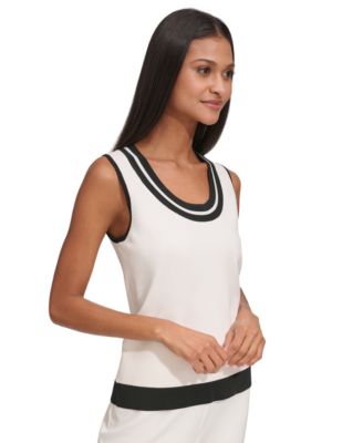 Women's Scoop-Neck Sleeveless Knit Top with Contrast Trim