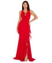 Shooting Star | Red Backless Knot Detail Fishtail Maxi Dress