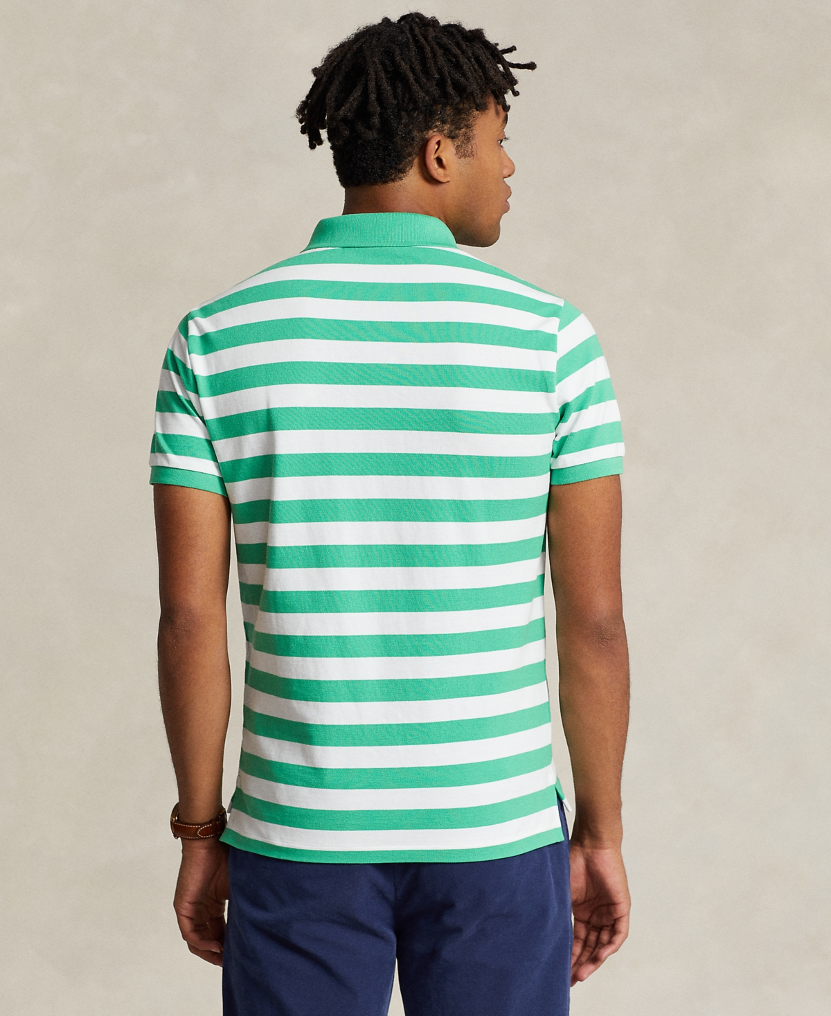 Polo Ralph Lauren Men's Classic-Fit Striped Mesh Polo Shirt -white
