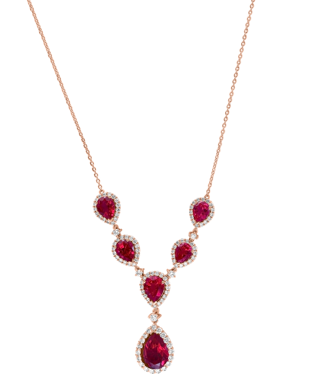 Effy Lab Grown Ruby (16-1/4 ct. t.w.) & Lab Grown Diamond (2-5/8 ct. t.w.) 18" Statement Necklace in 14k Rose Gold - Ruby