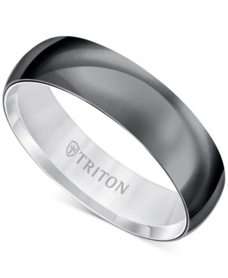 Triton - Men's Titan Wedding Band in Black & White Titanium