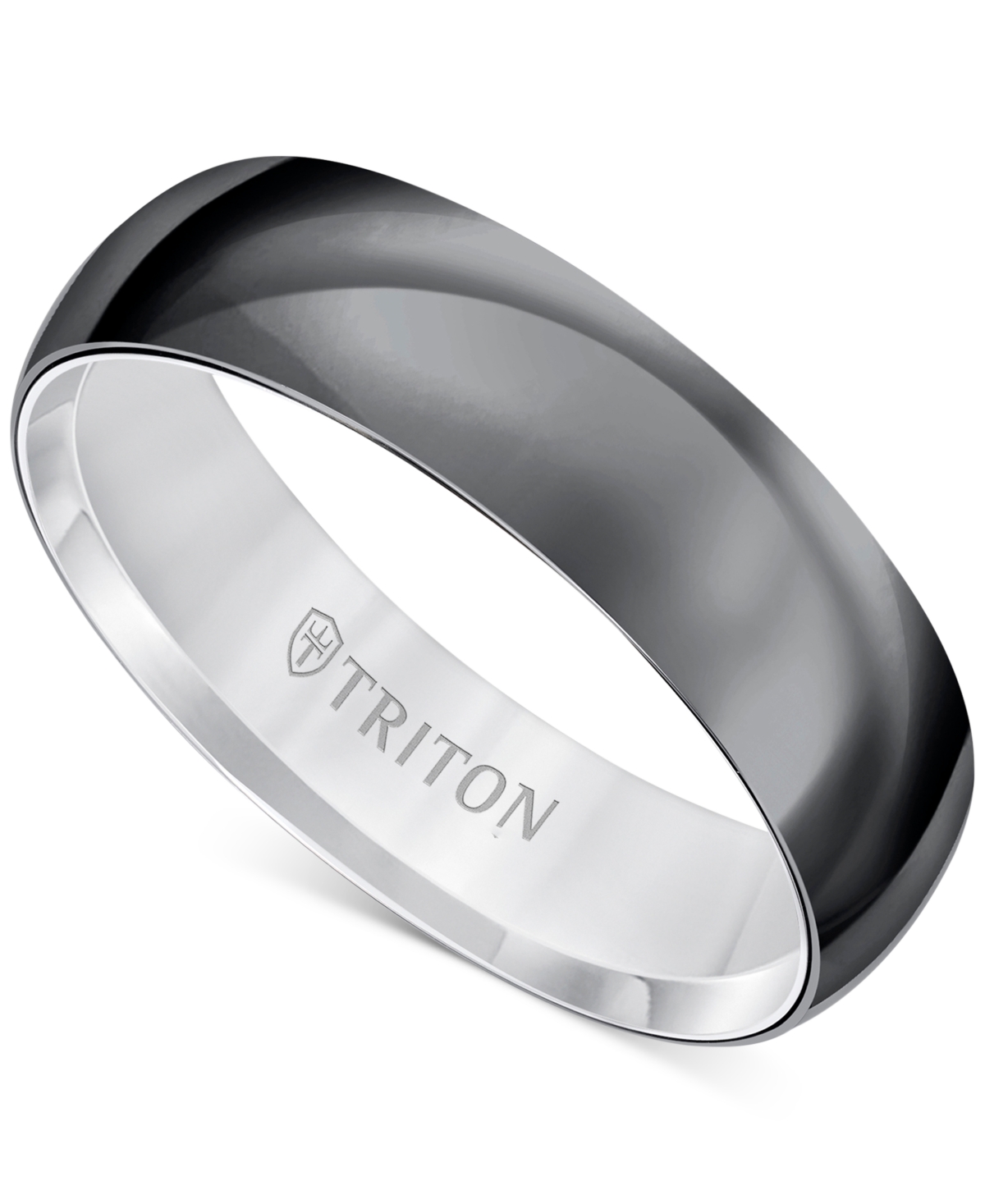 Shop Triton Men's Titan Wedding Band In Black & White Titanium