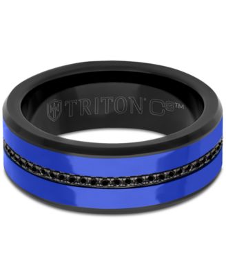 Men's Black Sapphire & Ceramic Wedding Band (1/4 ct. t.w.) in Tungsten Carbide