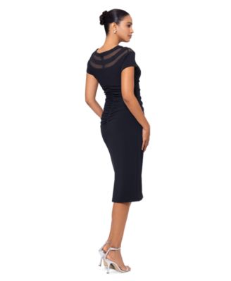 XSCAPE Women's Illusion Boat-Neck Short-Sleeve Dress - Macy's