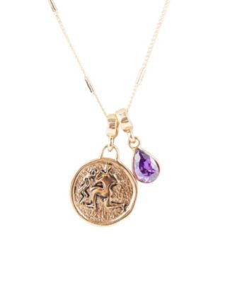 Zodiac Coin Genuine Teardrop Charm Necklace