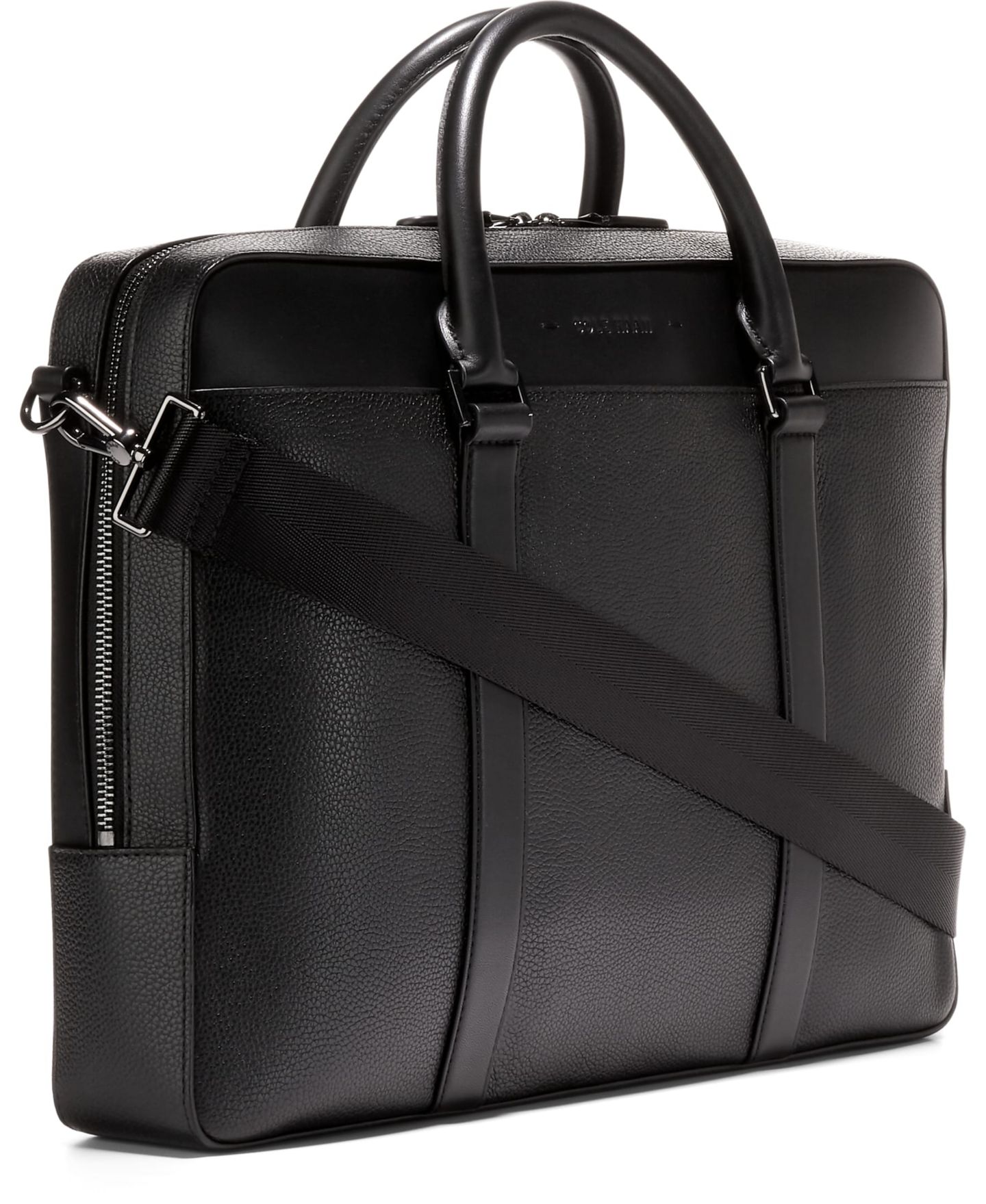 Мужская сумка Cole Haan Triboro Medium Leather Briefcase, цвет: Чёрный — фото 3