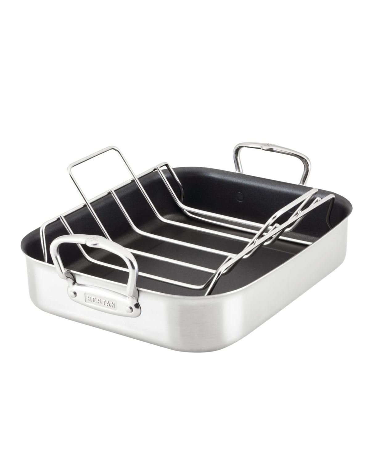 Shop Hestan Provisions Classic Clad Nonstick Small Roaster With Rack In Stainless Steel