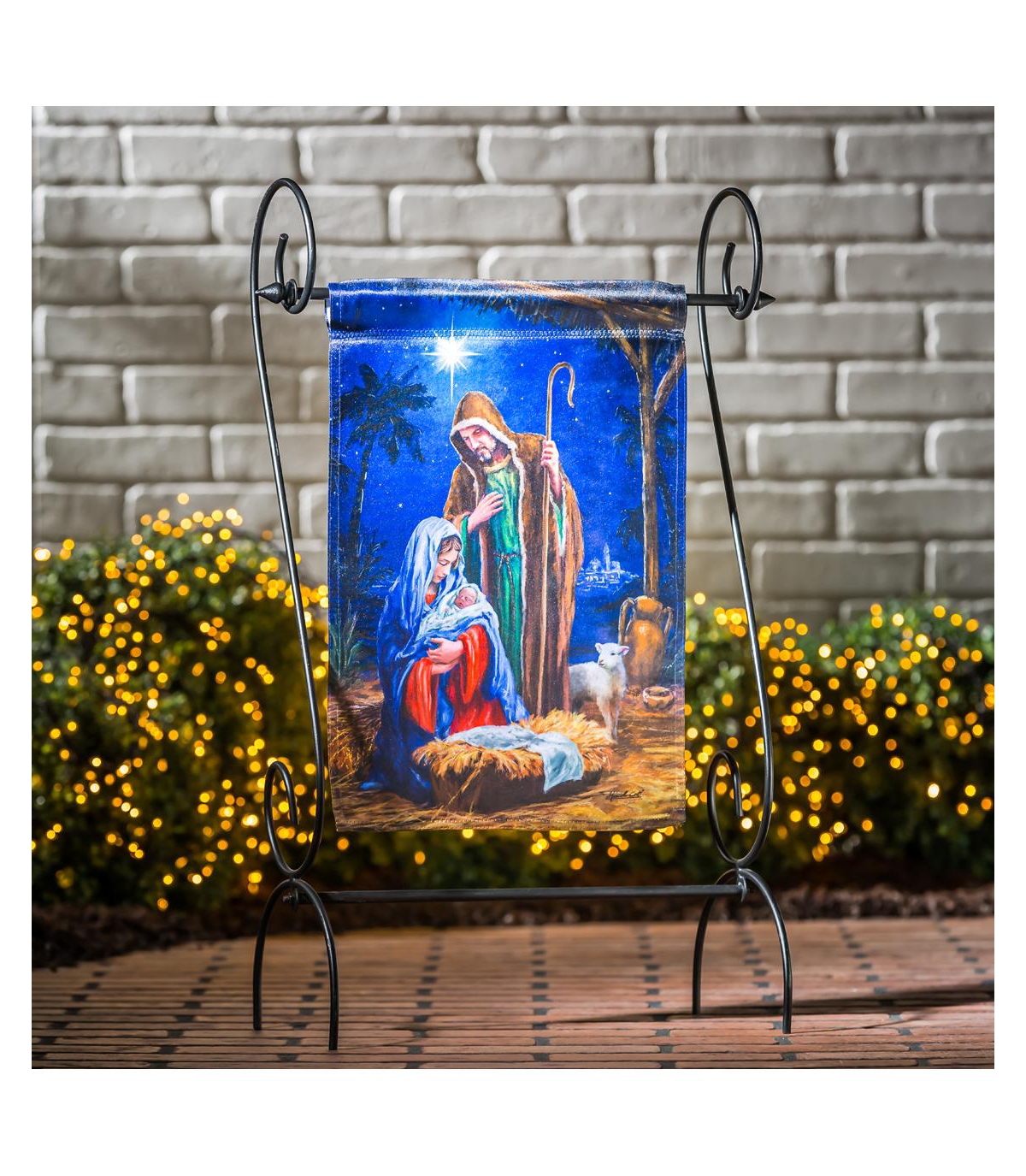Holy Night Nativity Garden Lustre Flag