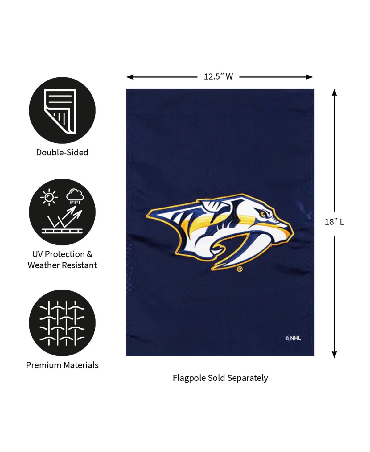 Evergreen Nhl Nashville Predators Garden Applique Flag Indoor Outdoor Decor