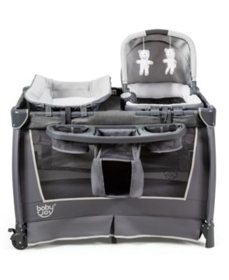 4-in-1 Convertible Portable Baby Play yard with Toys and Music Player