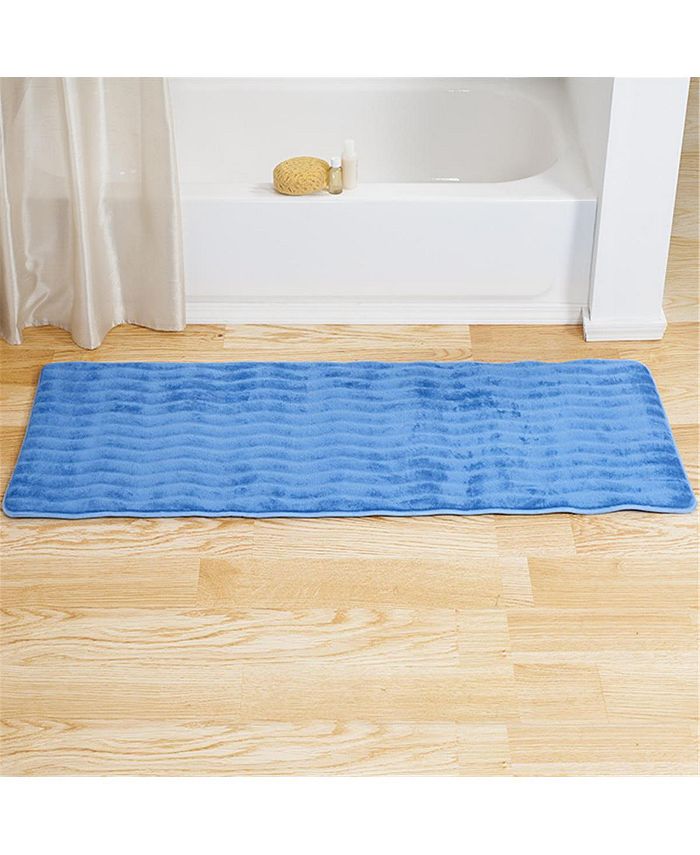 Lavish Home 24 x 60 in. Extra Long Memory Foam Bath Mat, Blue Macy