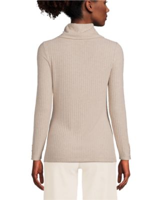 Women's Long Sleeve Wide Rib Cowl Neck Tee