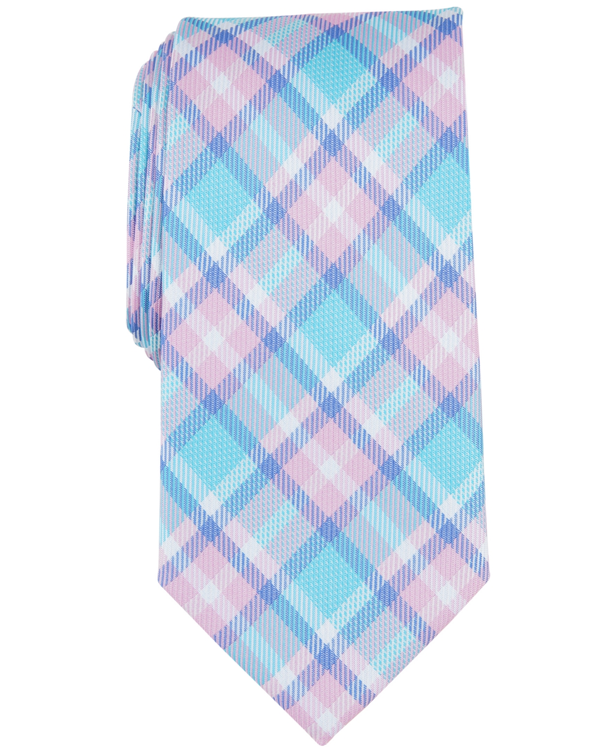 Men's Newtown Plaid Tie, Created for Macy's - Aqua
