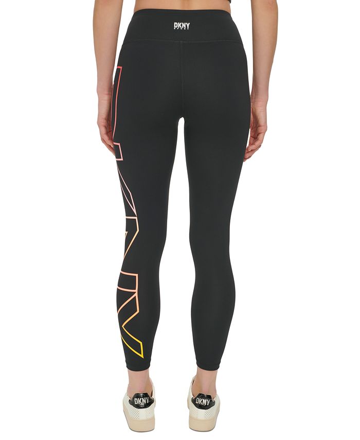 Dkny Womens High Waisted 7 8 Logo Taping Leggings Black Size 3x