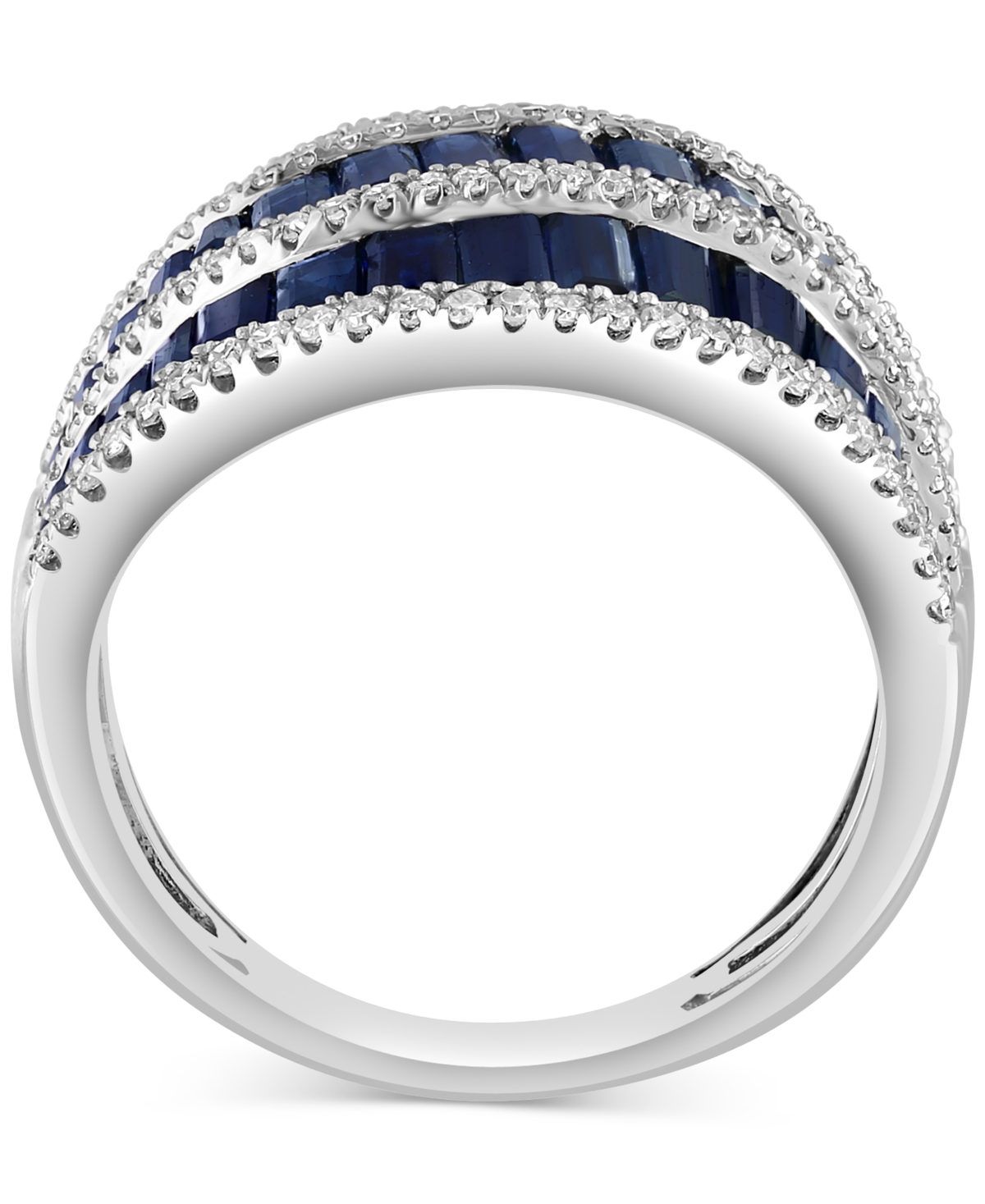 Effy Sapphire (4-3/4 ct. t.w.) & Diamond (3/8 ct. t.w.) Baguette Statement Ring in 14k- White Gold
