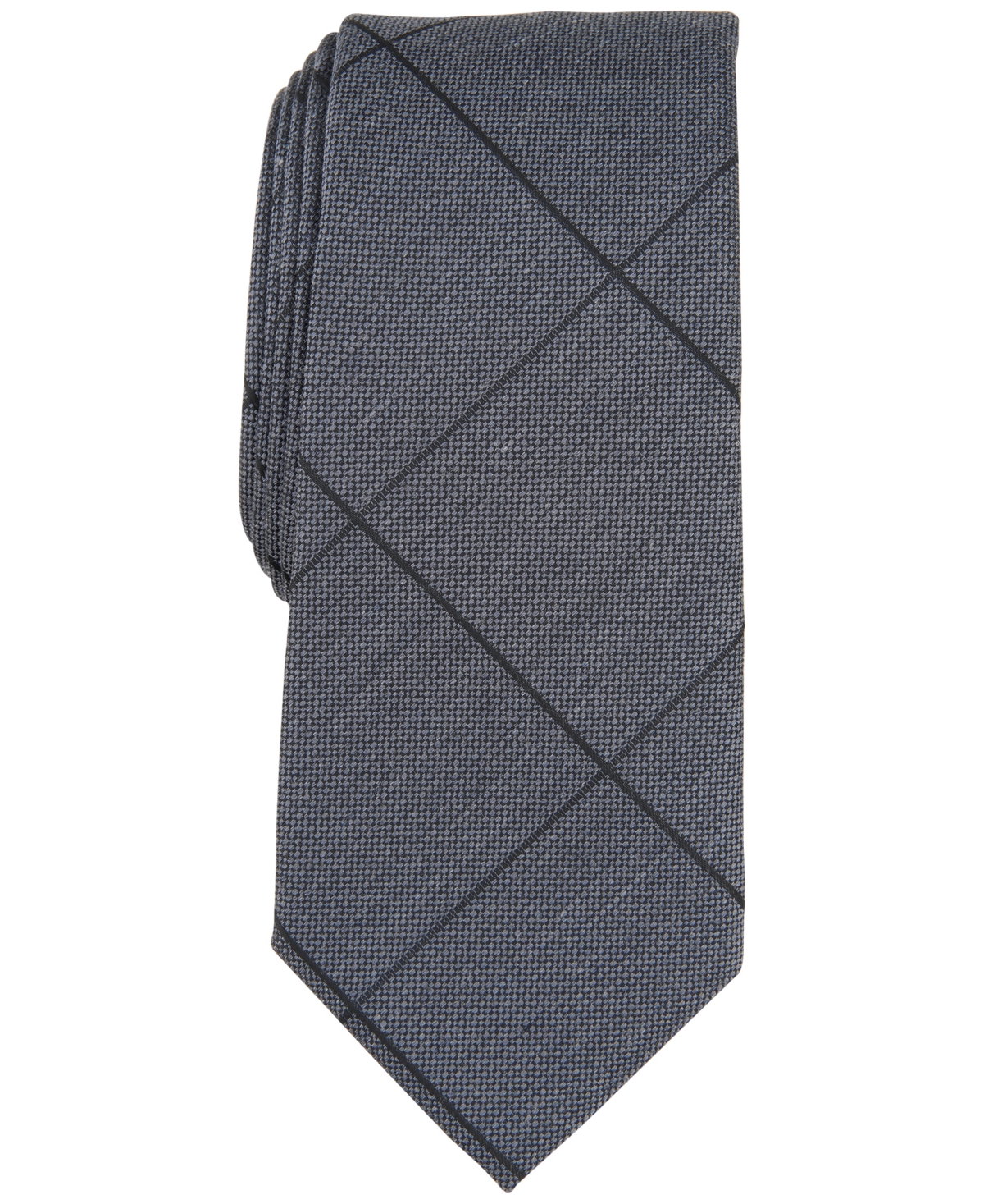 Alfani Men's Amber Grid Tie, Created For Macy's In Black