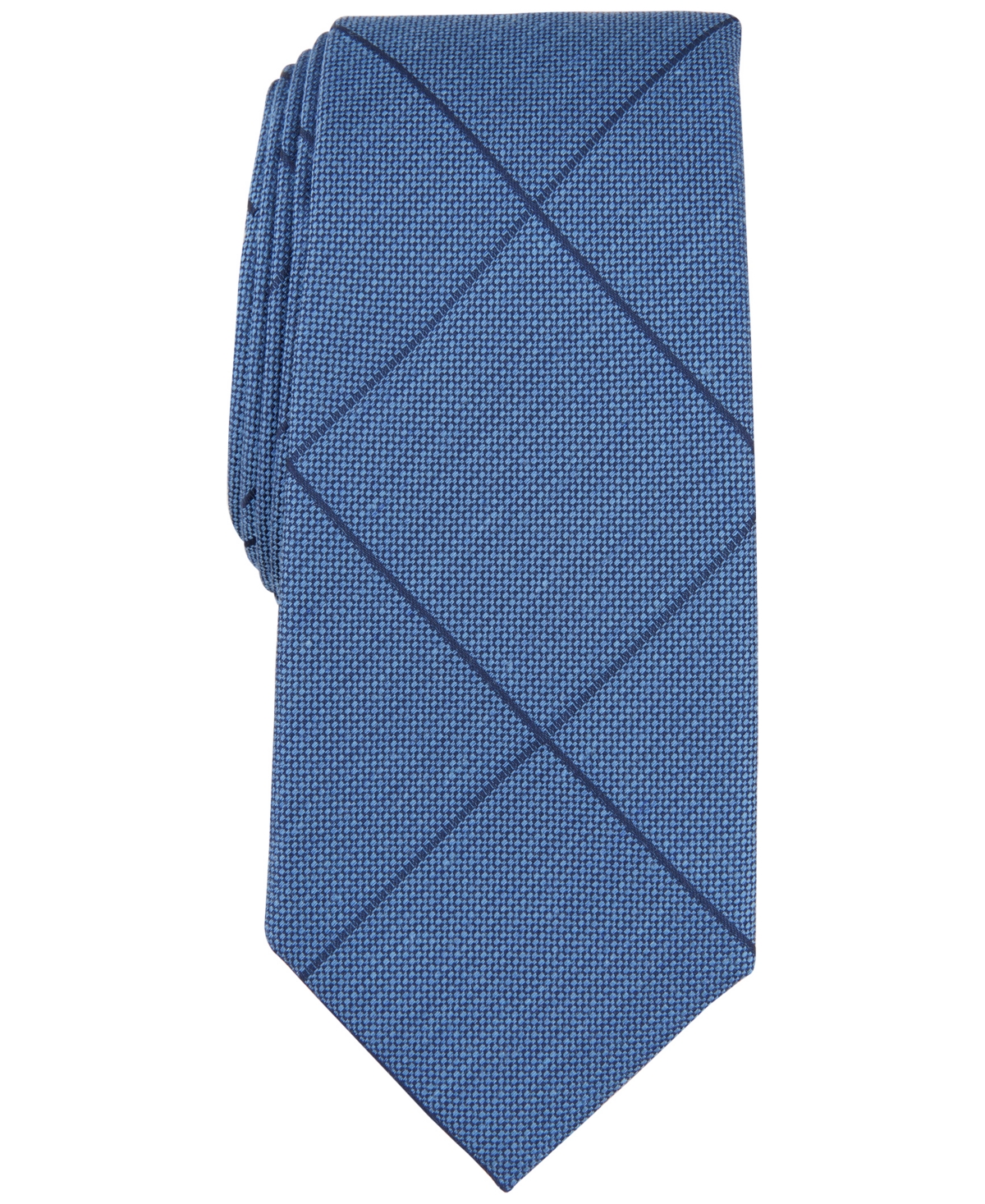 Alfani Men's Amber Grid Tie, Created For Macy's In Navy