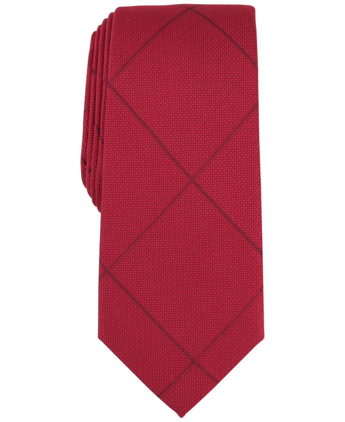 Alfani Men's Amber Grid Tie, Created For Macy's In Red
