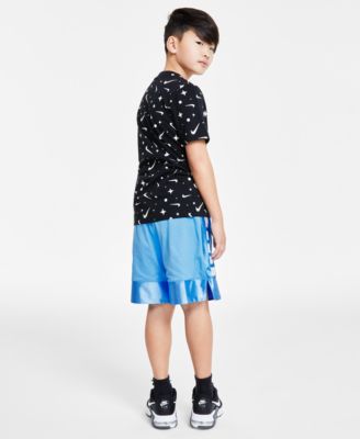Shop Nike Big Boys Sportswear Printed T Shirt Elite Dri Fit Basketball Shorts Flex Runner 2 Slip On Running Sn In Black,white