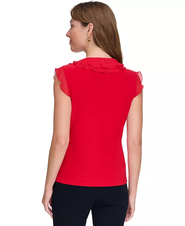Women's Ruffled Mixed-Media Top - thumbnail 10
