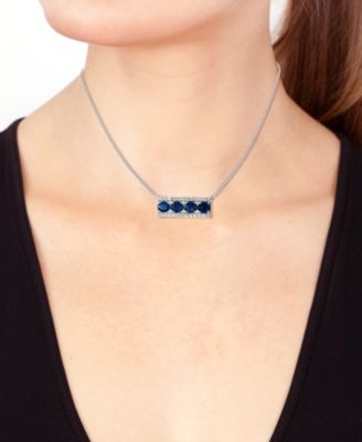 EFFY&reg; Pink Sapphire (1-1/2 ct. t.w.), White Sapphire (1/20 ct.t.w.) & Diamond (1/3 ct. t.w.) Bar 18" Pendant Necklace in 14k Gold (Also in Blue Sapphire)