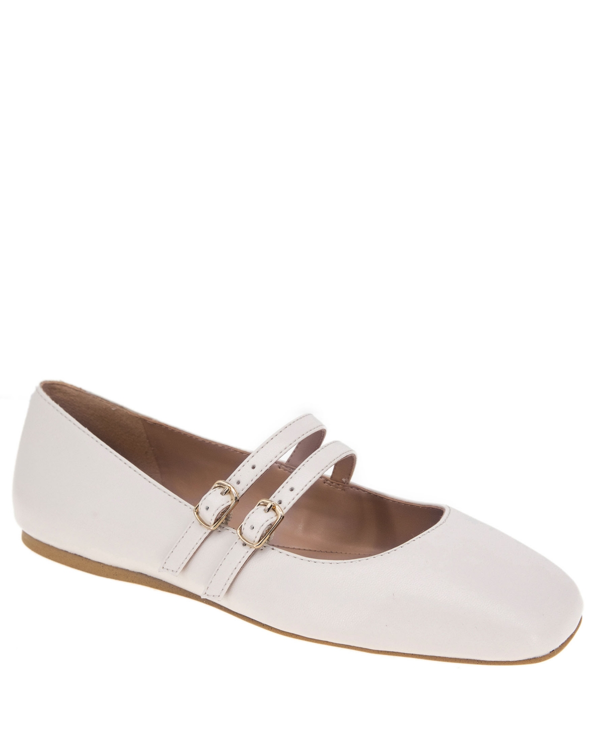 Shop Bcbgeneration Women's Harisa Slip-on Buckle Square Toe Mary Jane Ballet Flats In Stone