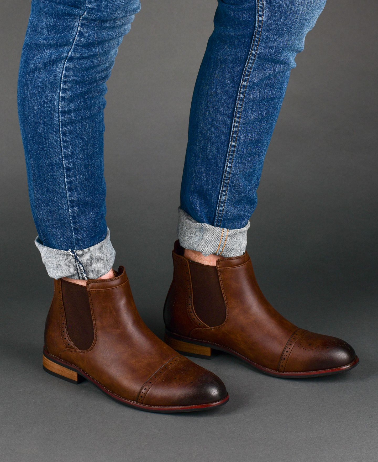 Мужские ботинки Vance Co. Garrett Cap Toe Chelsea Boot, цвет: Чёрный — фото 6