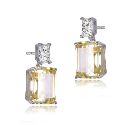 Women's White Gold Plated Colored CZ Drop Earrings