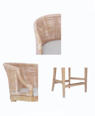 Martha Stewart Playa 23" Handcrafted Rattan Solid Wood Counter Stool