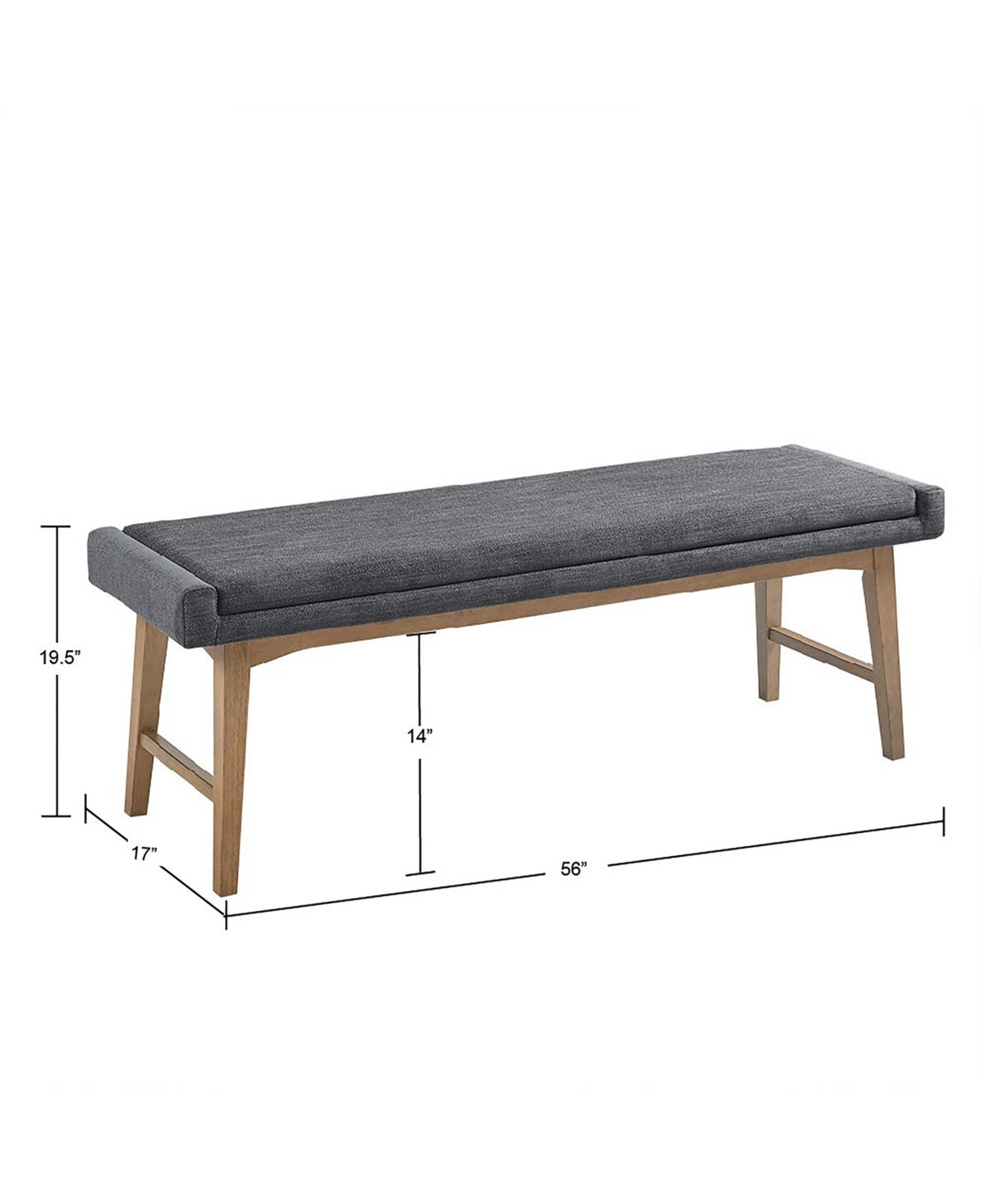 Ink+ivy April 56" Fabric Upholstered Accent Bench In Grey Multi