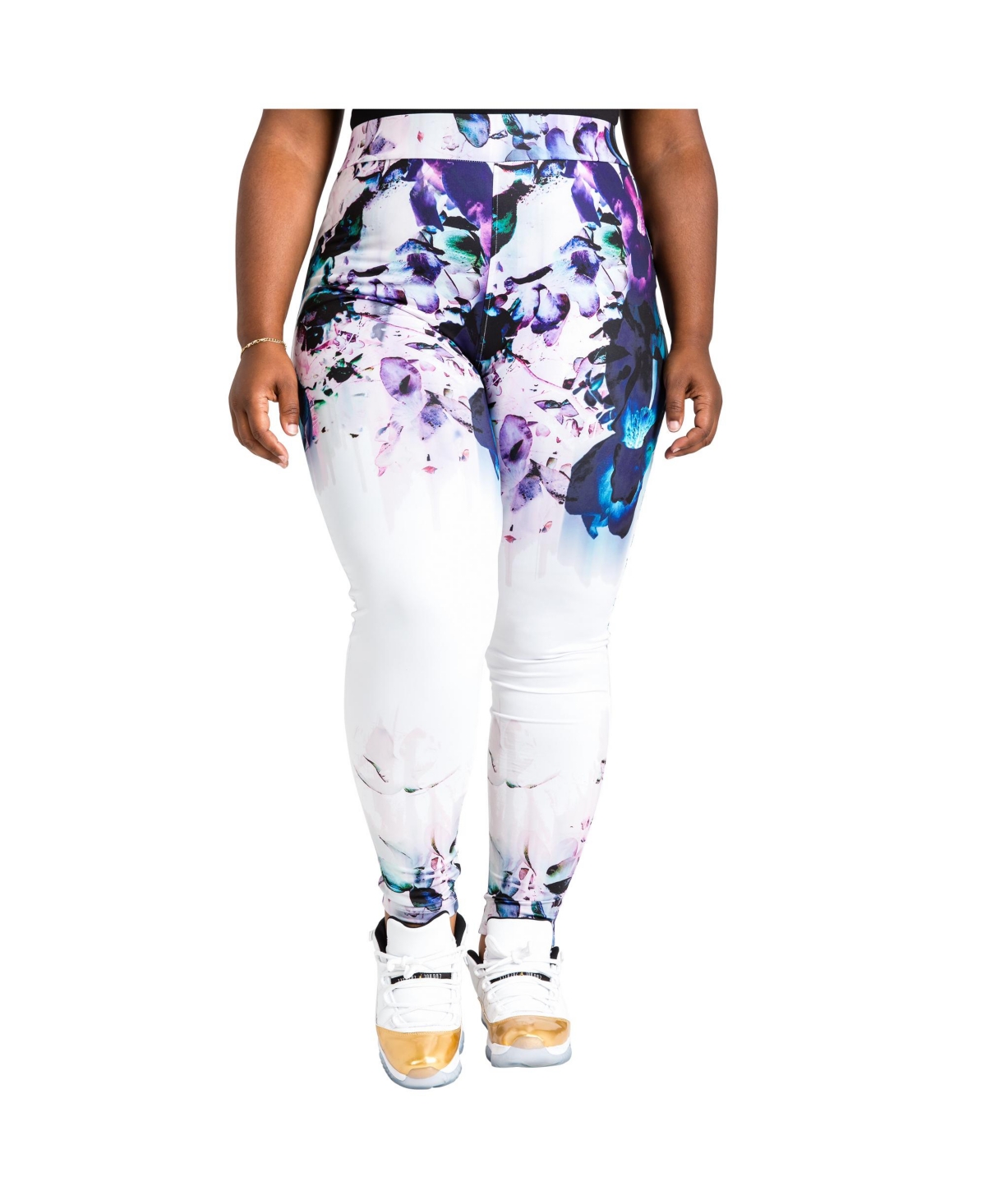 Poetic Justice Plus Size Curvy Women's Lace Insets Pull On Ponte Legging