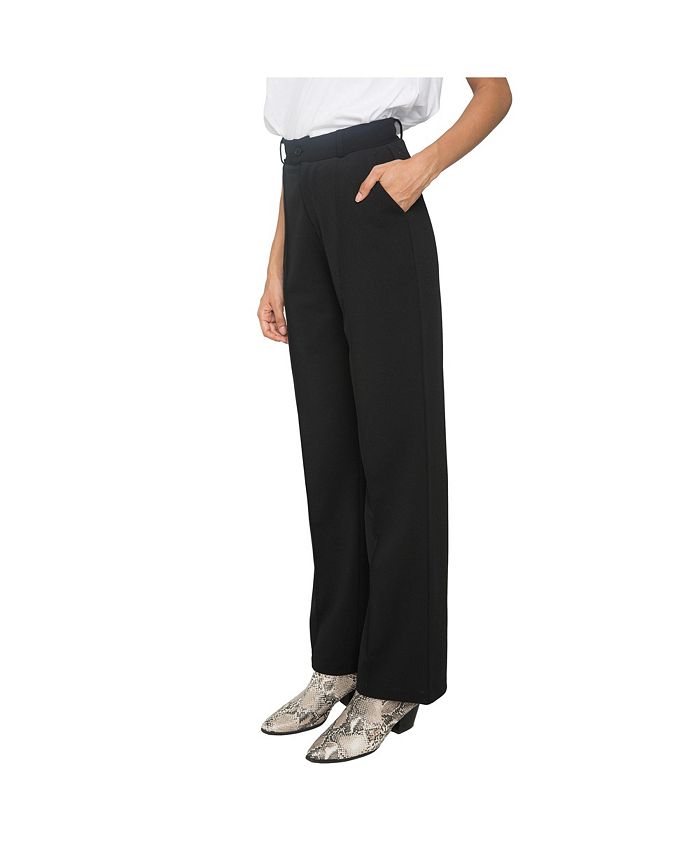 Standards & Practices Women's Pin tuck Stretch Crepe Wide Leg Trouser ...