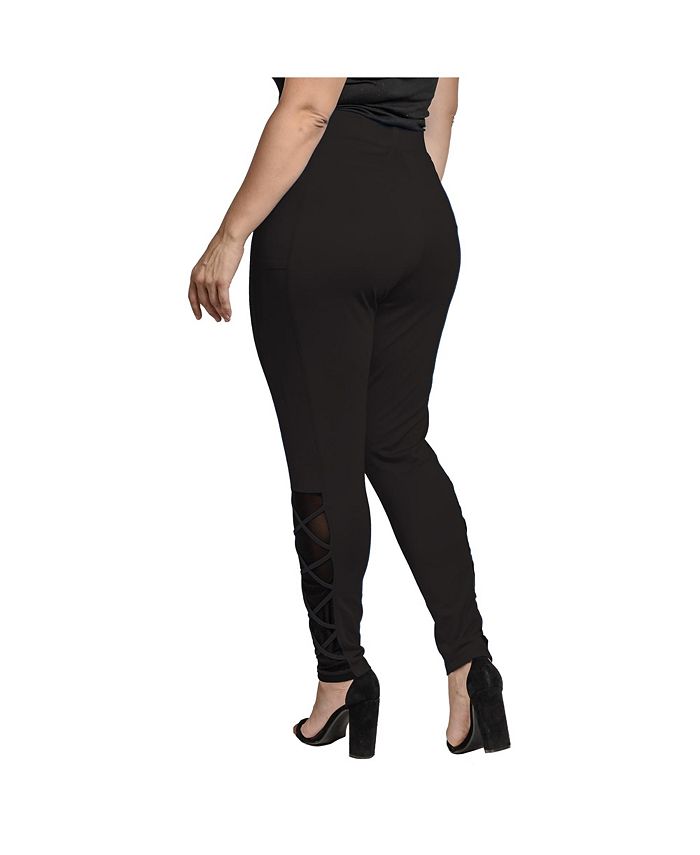 Standards & Practices Women's Plus Size Interlaced Mesh Leggings With