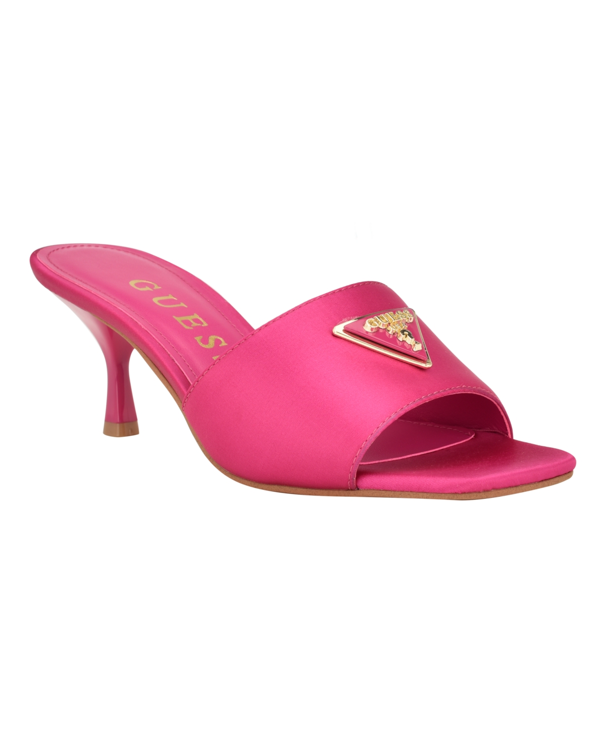Women's Lusine Slip On Kitten Heel Sandals - Pink Satin- Textile