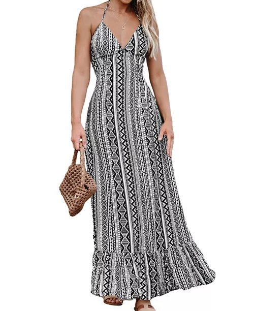 women's flounce maxi beach dress