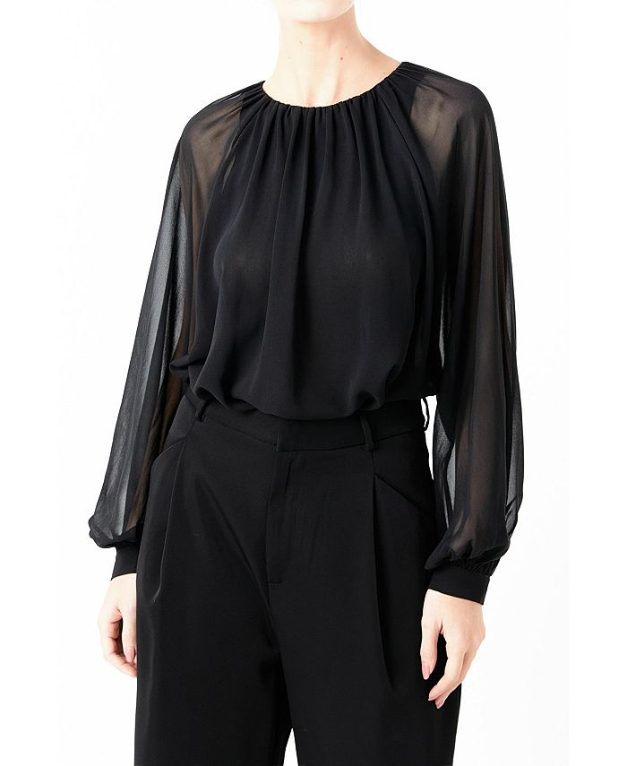 Rhapsody Sheer-body Top (print)