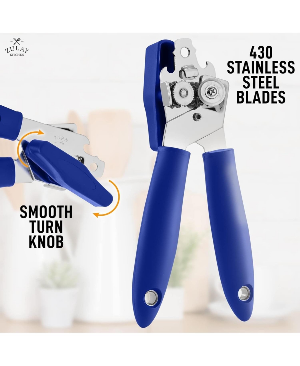 Zulay Kitchen Heavy Duty 2 in 1 Can Opener Wide Grip Smooth Edge Cut