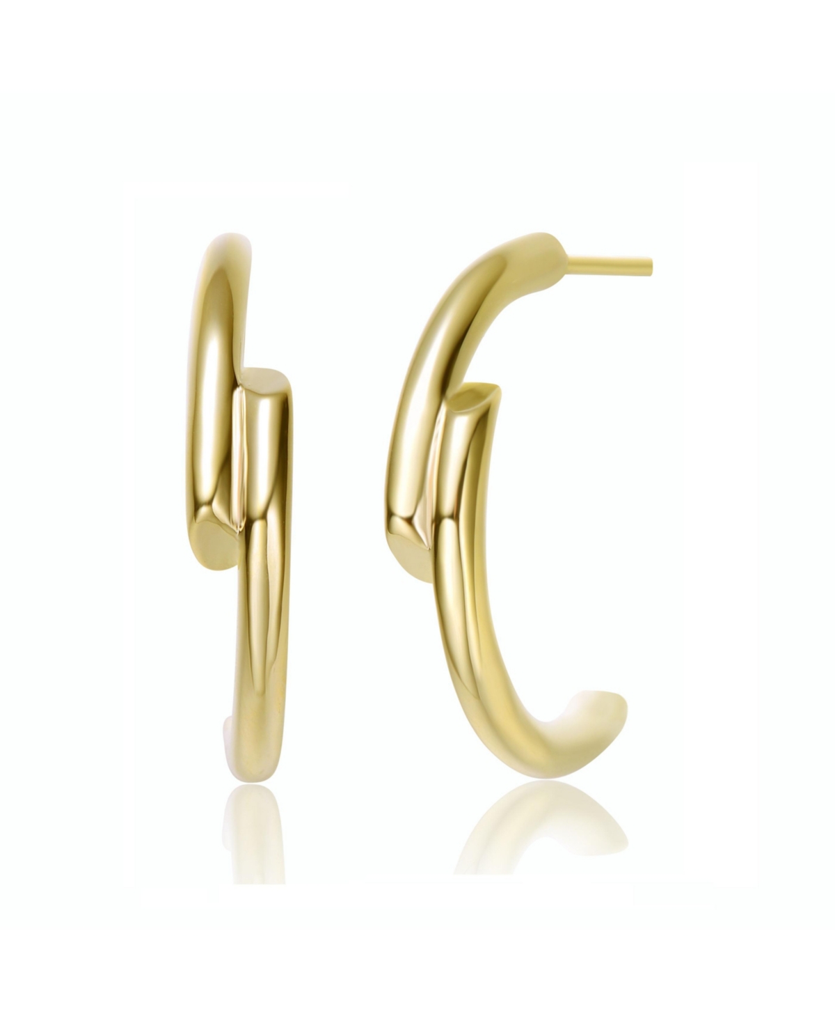 14K Gold Plated Open Half Hoop Earrings - Gold