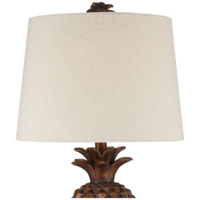 Paget Tropical Accent Table Lamp 23 3/4" High Pineapple Brown Oatmeal Fabric Tapered Drum Shade for Bedroom Living Room Bedside Office