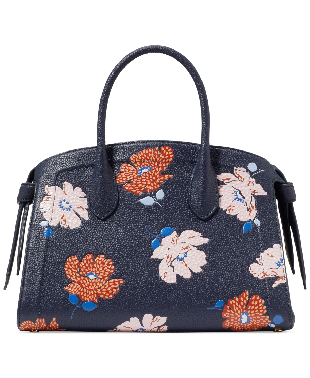 Kate Spade Knott Dotty Floral Embossed Leather Small Zip Top Satchel In Parisian Navy Multi