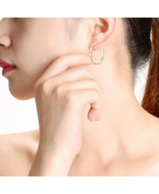 Stylish 14K Gold Plated Open Hoop Earrings