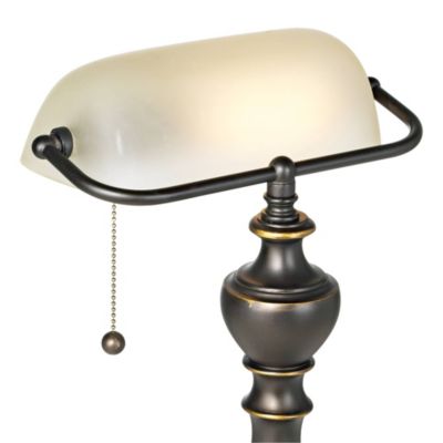Haddington Traditional Piano Banker Table Lamp 16" High Antique Bronze Dark Brown Metal Alabaster Glass Shade Decor for Bedroom House Bedside Nightstand Home Office Reading - Regency Hill